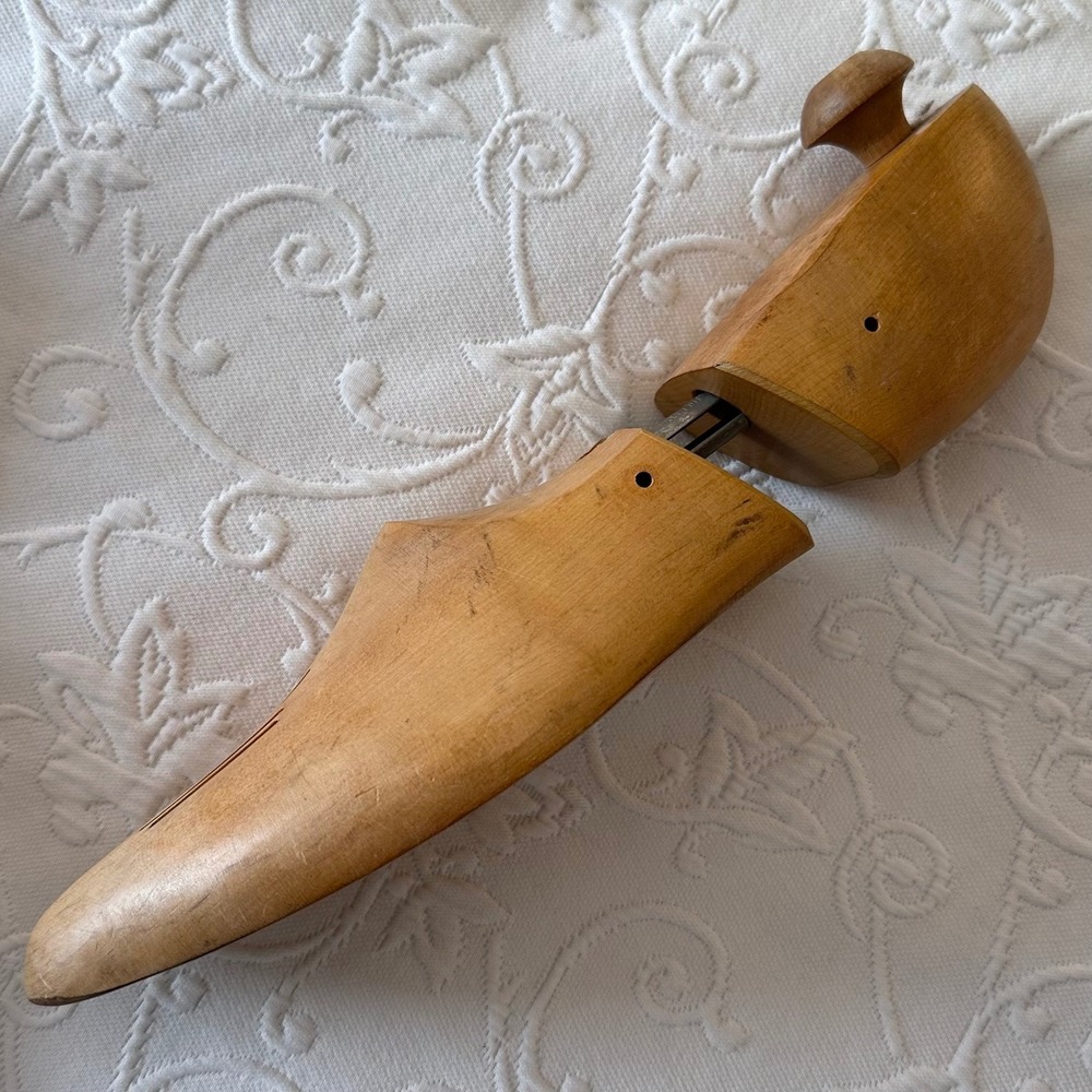 Vintage 40s-50s Rochester Wood Shoe Trees Mens Large Adjustable Pair - Picture 7 of 10